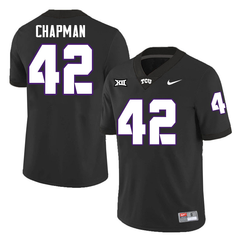 #42 Zachary Chapman TCU Jersey,Texas Christian University Horned Frogs Football Jersey-Black